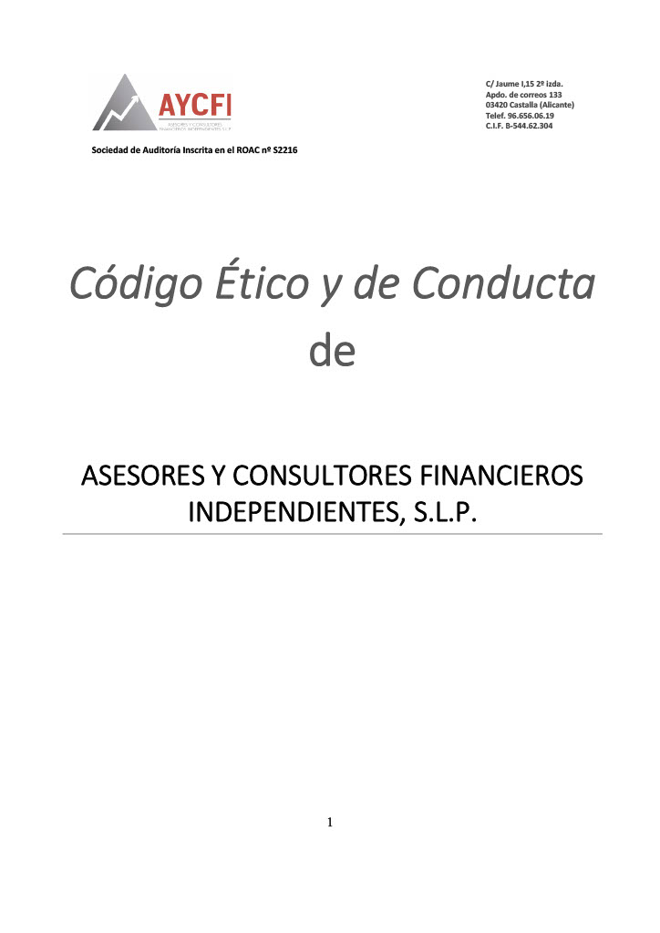 Portada documento: Codigo Etico y coducta ASESORES Y CONSULTORES